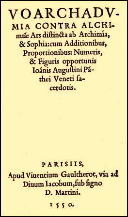 Pantheo, Ioanne Augustino; ,  : Voarchadumia contra Alchimia.   