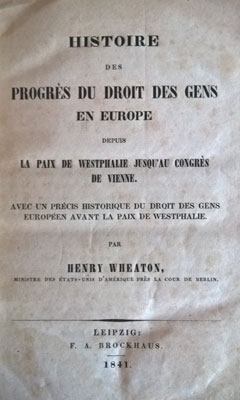 [ ]: Histoire des progres du droit des gens en Europe depuis la paix du Westphalie jusqu'au congres de Vienne