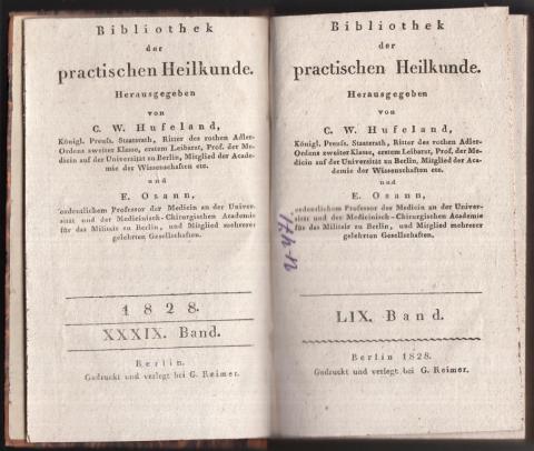 Hufeland, C.W.: Bibliothek der practischen Heilkunde