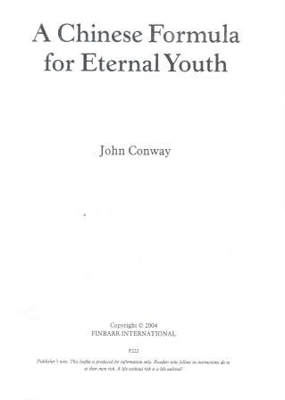 Conway, John: A Chinese Formula for Eternal Youth
