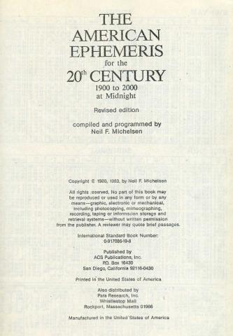 . , .:     20 . The American Ephemeris for the 20th century